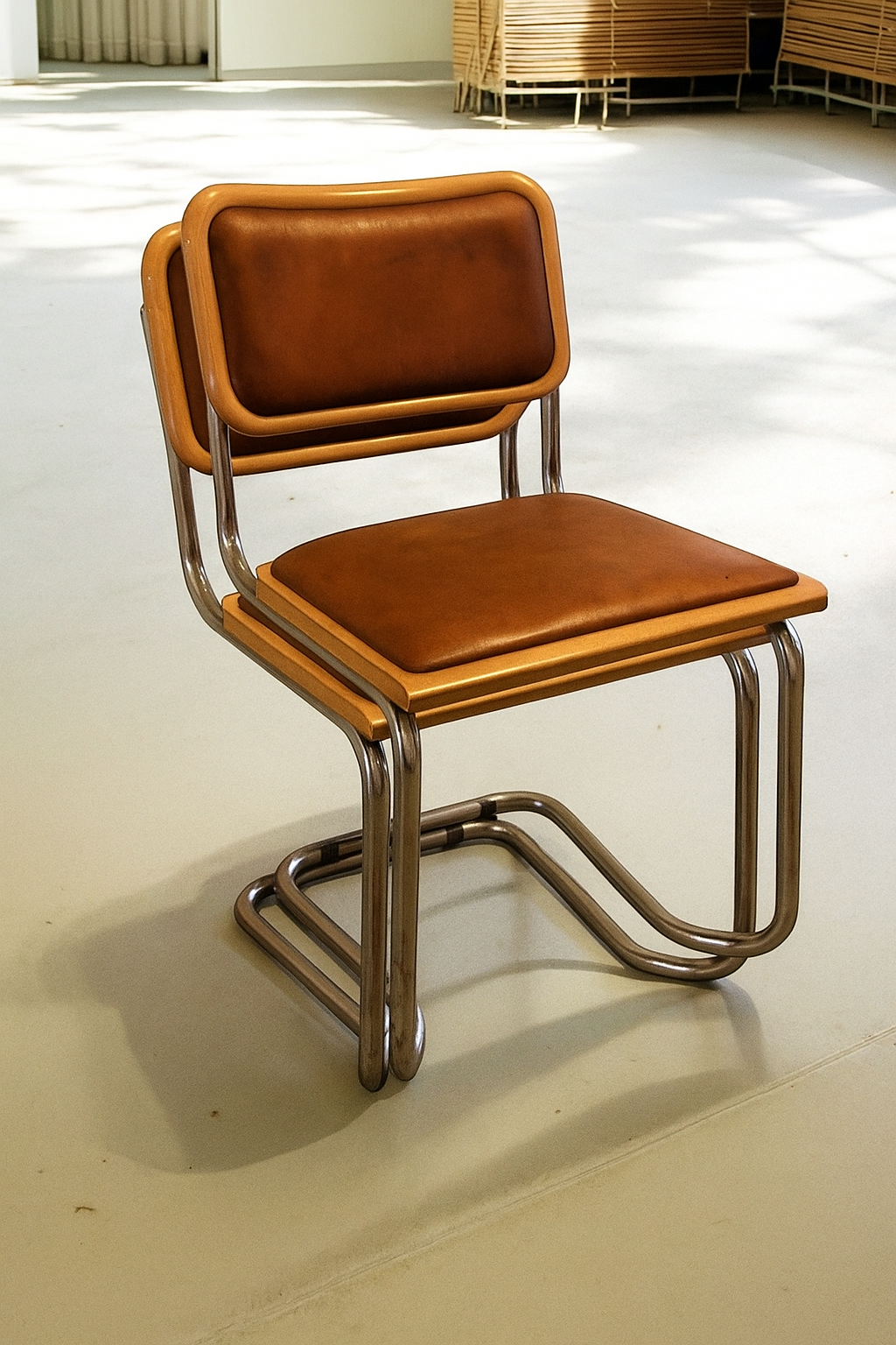 Bauhausstol / Cesca-stol med sits och rygg i slitstarkt konstläder, Made in Italy, utan armstöd, med kromad stålram – en exklusiv designklassiker som finns i flera färger och passar perfekt i matsalar, kök och modern skandinavisk inredning.