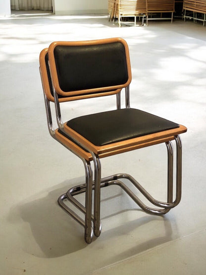 Bauhausstol / Cesca-stol med sits och rygg i slitstarkt konstläder, Made in Italy, utan armstöd, med kromad stålram – en exklusiv designklassiker som finns i flera färger och passar perfekt i matsalar, kök och modern skandinavisk inredning.