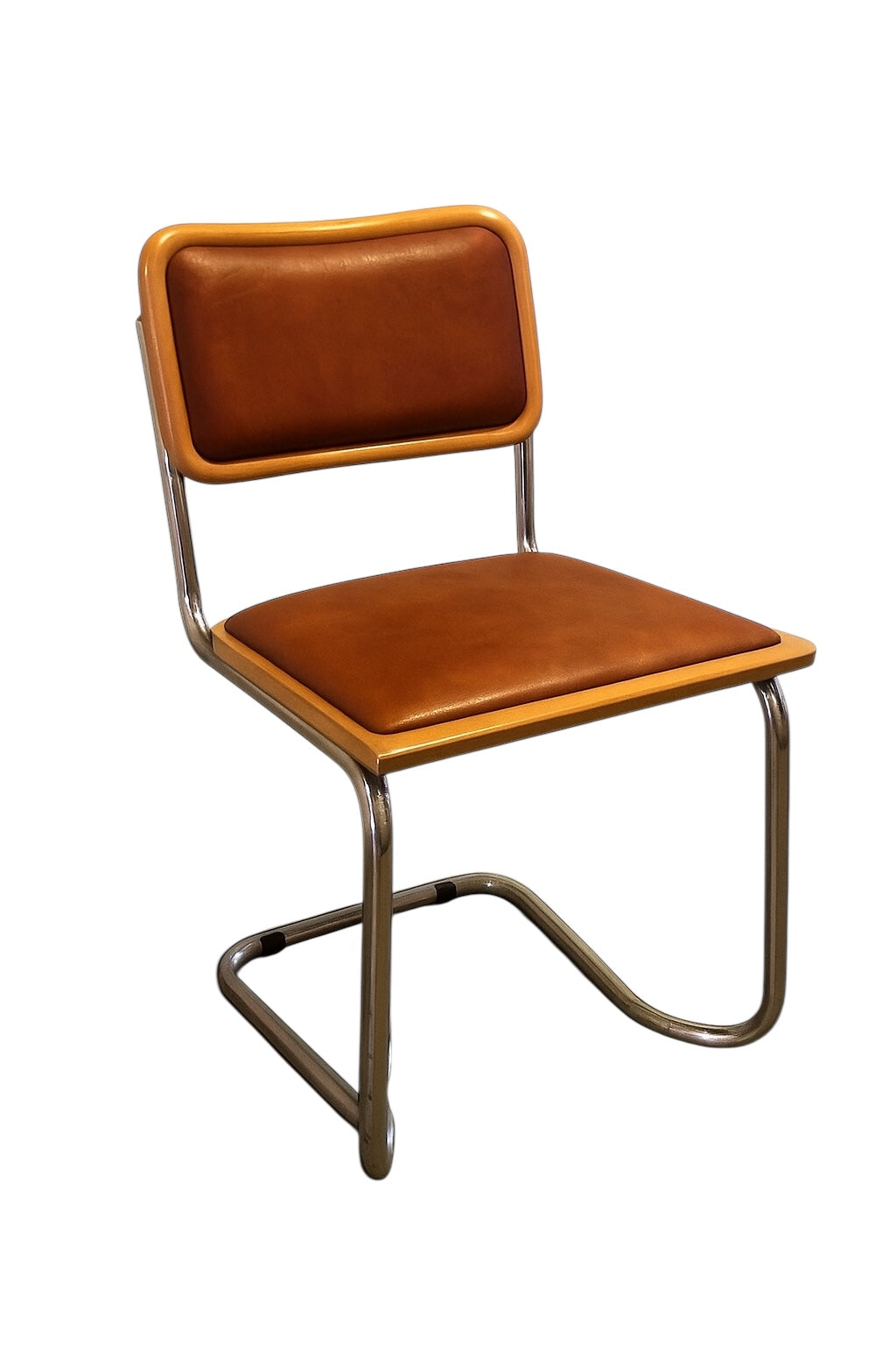 Bauhausstol / Cesca-stol med sits och rygg i slitstarkt konstläder, Made in Italy, utan armstöd, med kromad stålram – en exklusiv designklassiker som finns i flera färger och passar perfekt i matsalar, kök och modern skandinavisk inredning.